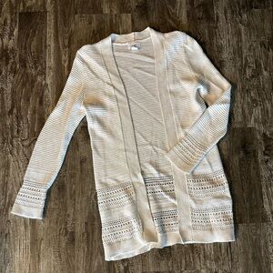 Girls Cream Open-Front Sweater (10/12)